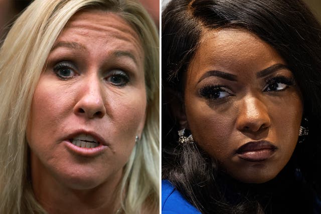 <p>Georgia congresswoman Marjorie Taylor Greene has accused Texas Democrat Jasmine Crockett of ‘organizing political violence and terrorism’ despite Crockett condemning violent protests</p>