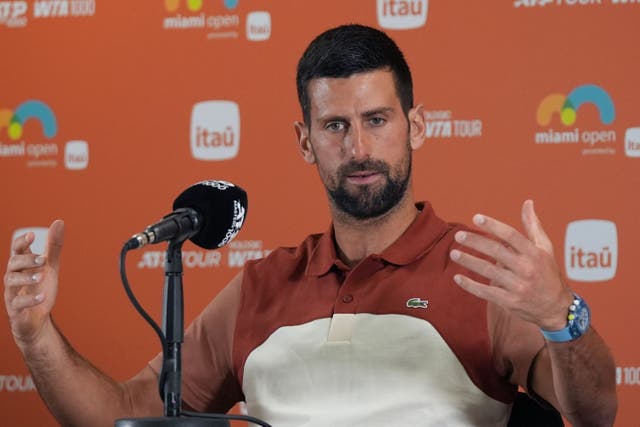 Novak Djokovic speaks at a press conference in Miami (Lynne Sladky/AP)