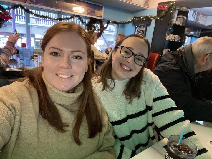 Ellen Deasy, left, and her cousin Jenna Hynes, right, were forced to abandon a birthday trip to Venice following the fire