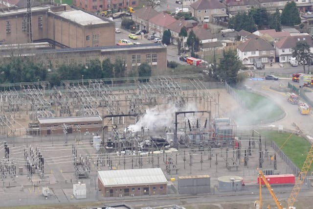 The North Hyde electrical substation which caught fire, forcing the closure of Heathrow Airport (Jonathan Brady/PA)