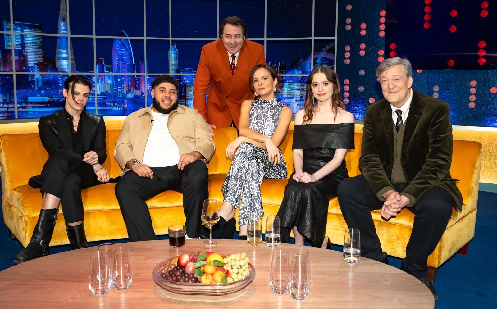 The Jonathan Ross Show guest (from L-R) Yungblud, Big Zuu, Joanne McNally, Aimee Lou Wood and Stephen Fry