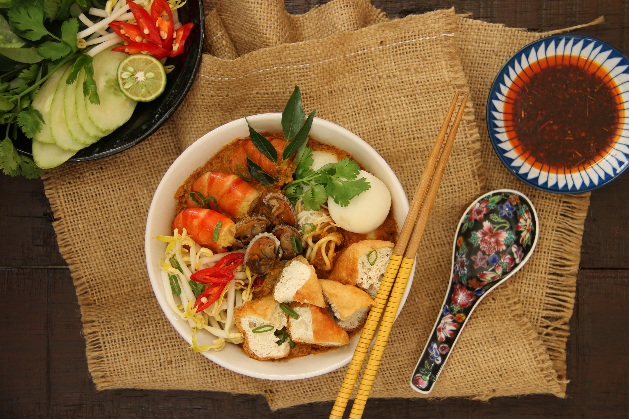 Laksa, a Peranakan spicy noodle soup