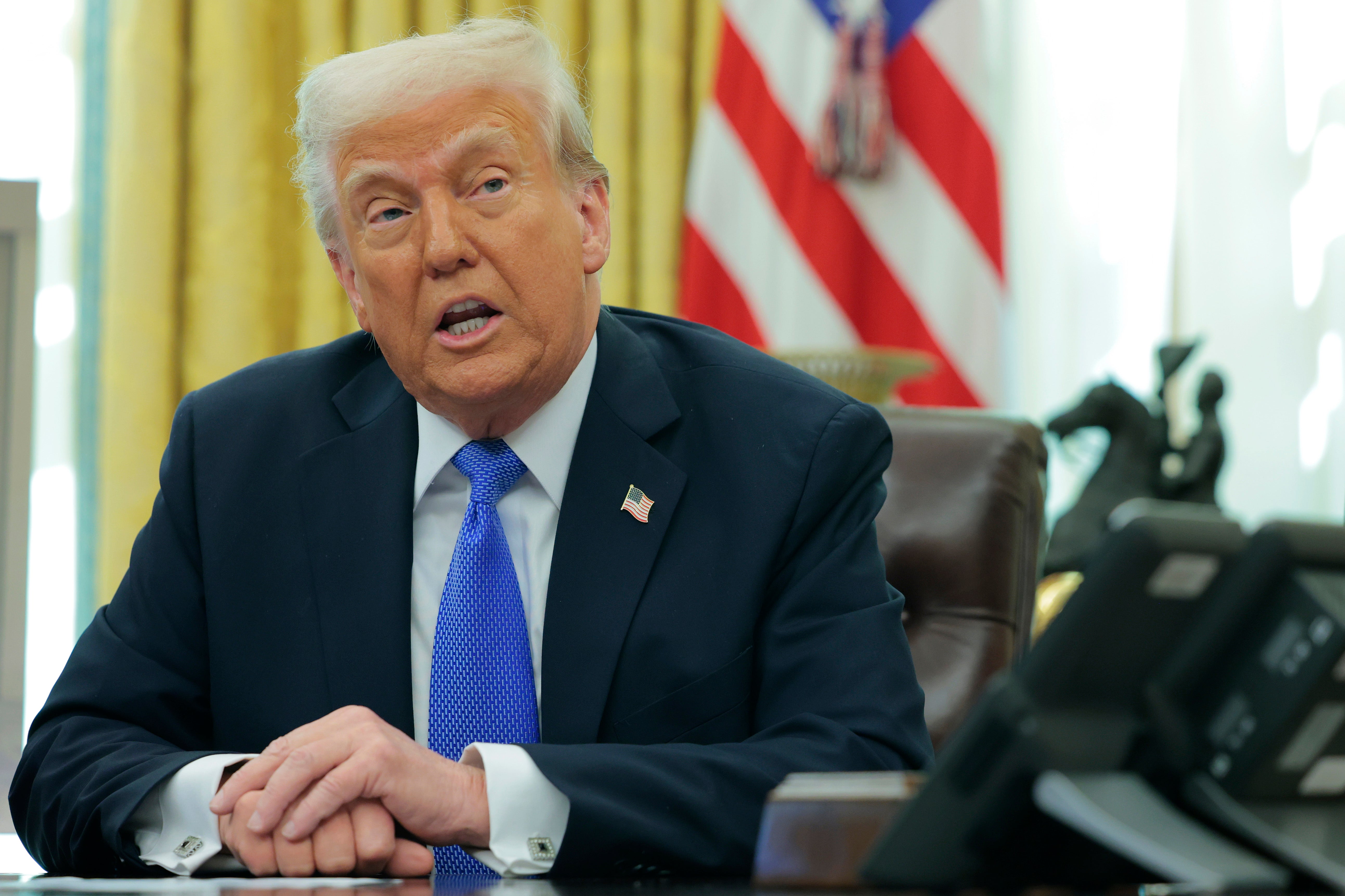 Donald Trump defended his use of the Alien Enemies Act to deport suspected Venezuelan gang members while speaking to reporters in the Oval Office March 21