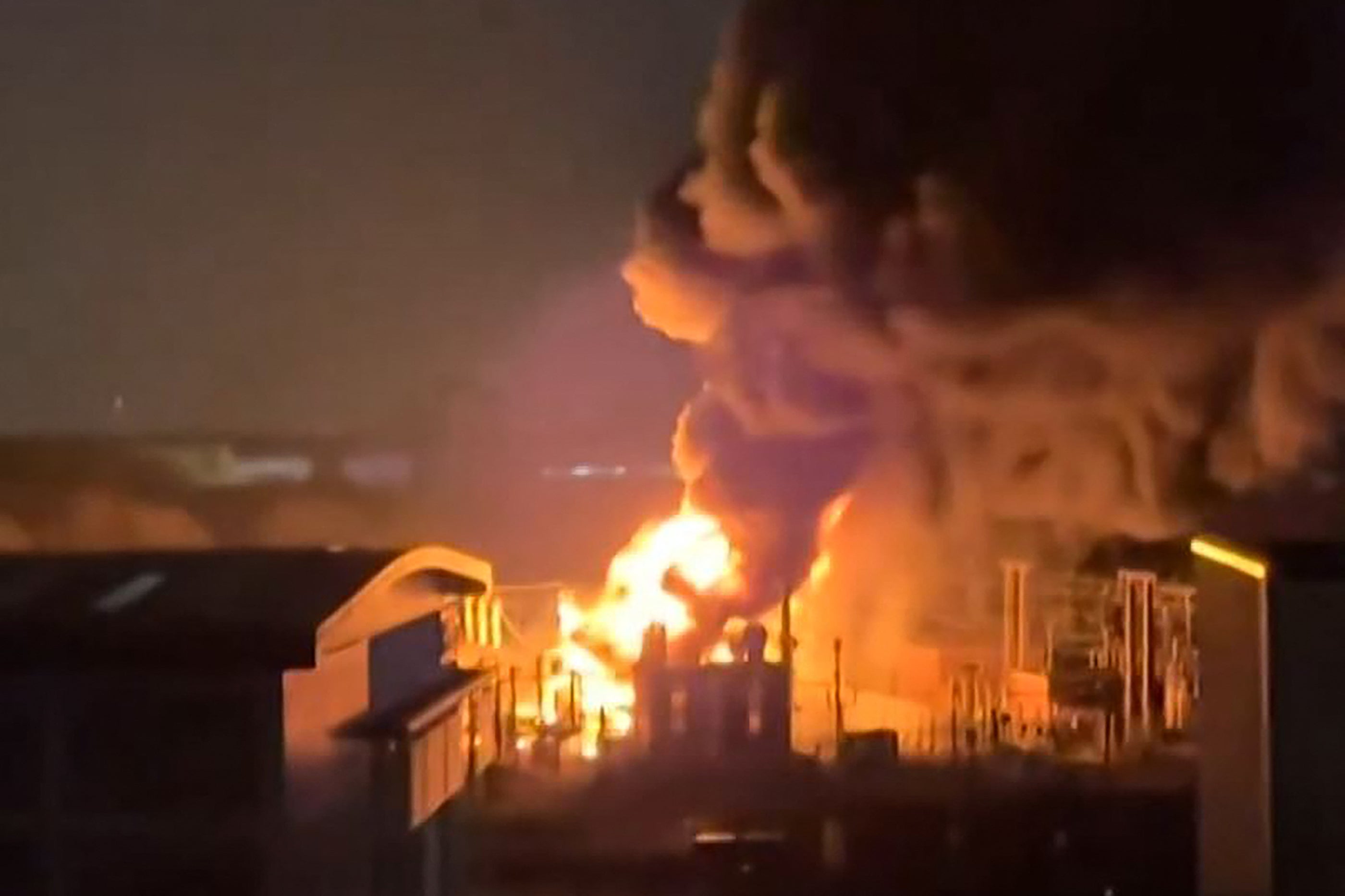 Footage showed the fire ripping through a Scottish and Southern Electricity Networks-managed substation throughout the night