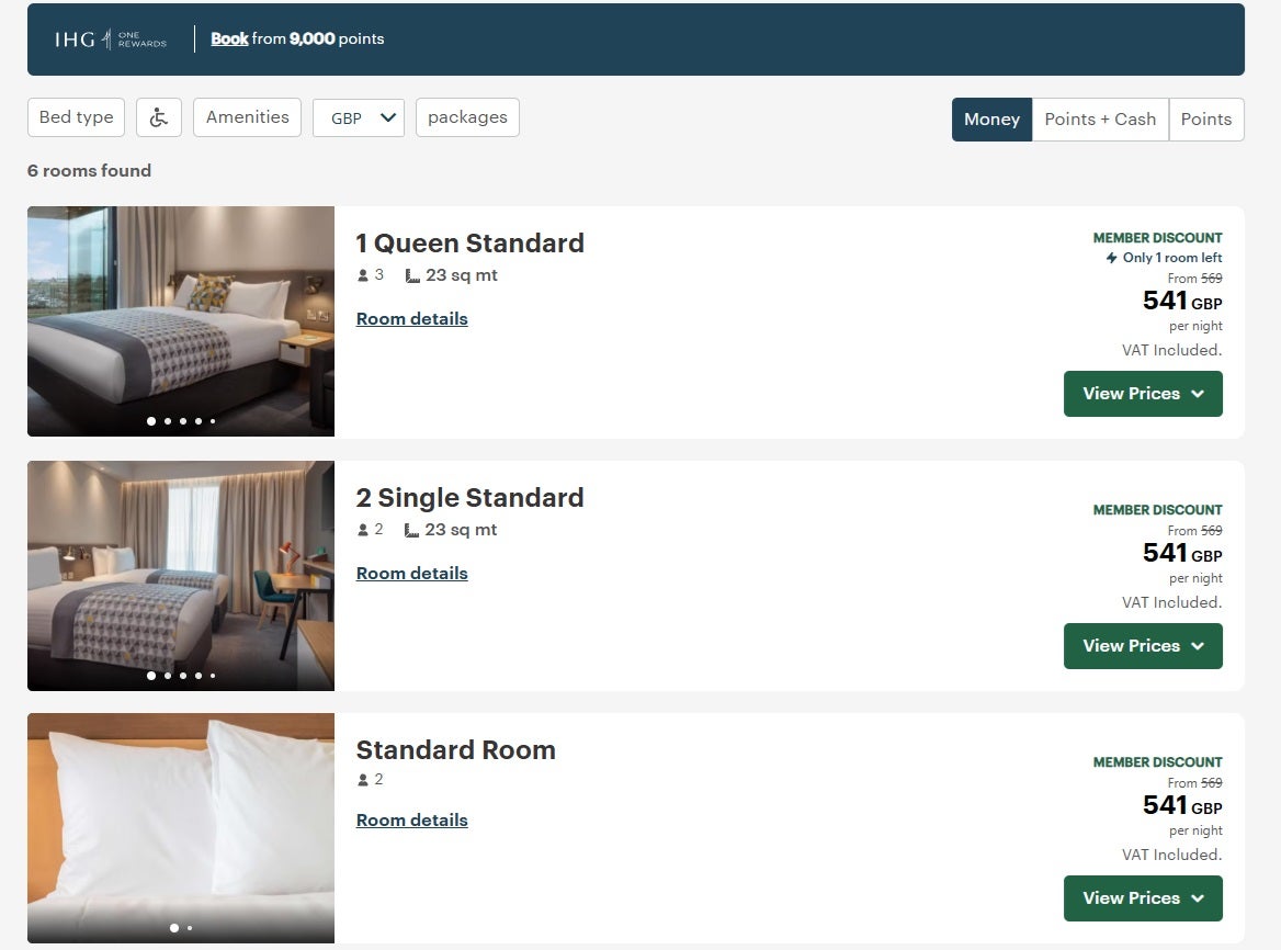 The price of rooms at Hilton London Heathrow Airport Terminal 5 on Friday night with the airport closed