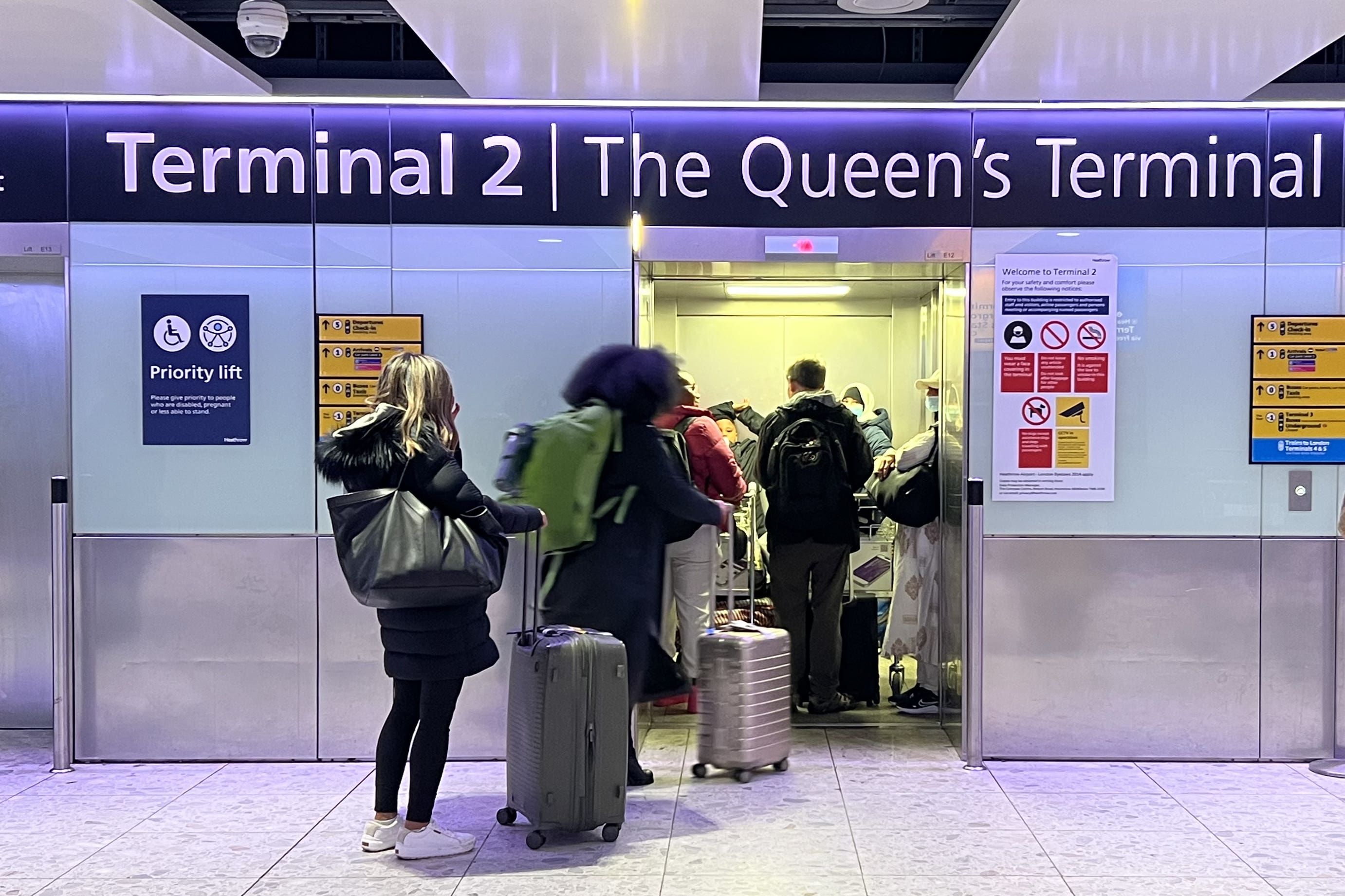 Passengers at Heathrow Terminal 2 in London after flights resumed (Maja Smiejkowska/PA)