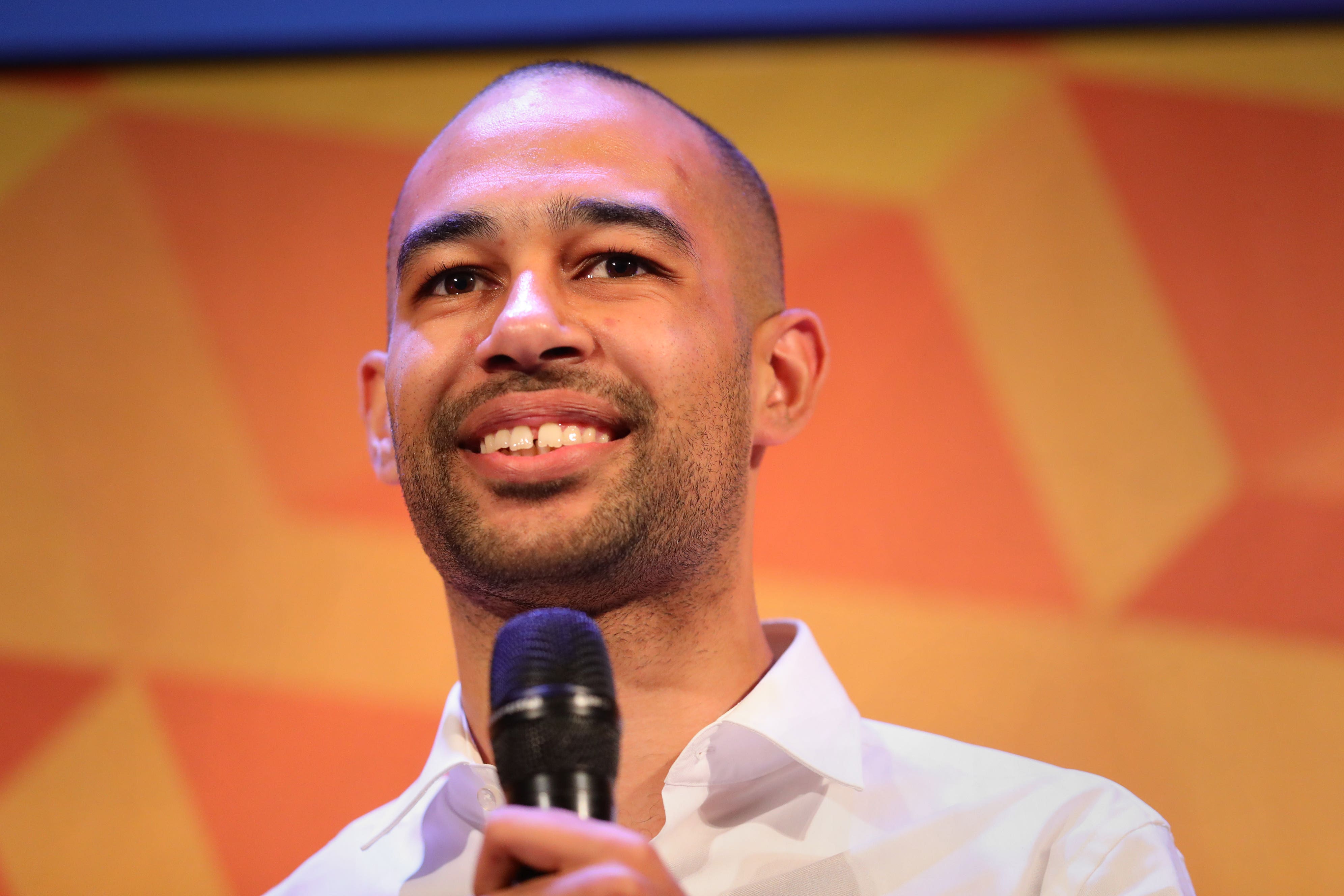 Josh Babarinde speaking at a Liberal Democrat rally at the Battersea Arts Centre in Lavender Hill in London (Aaron Chown/PA)