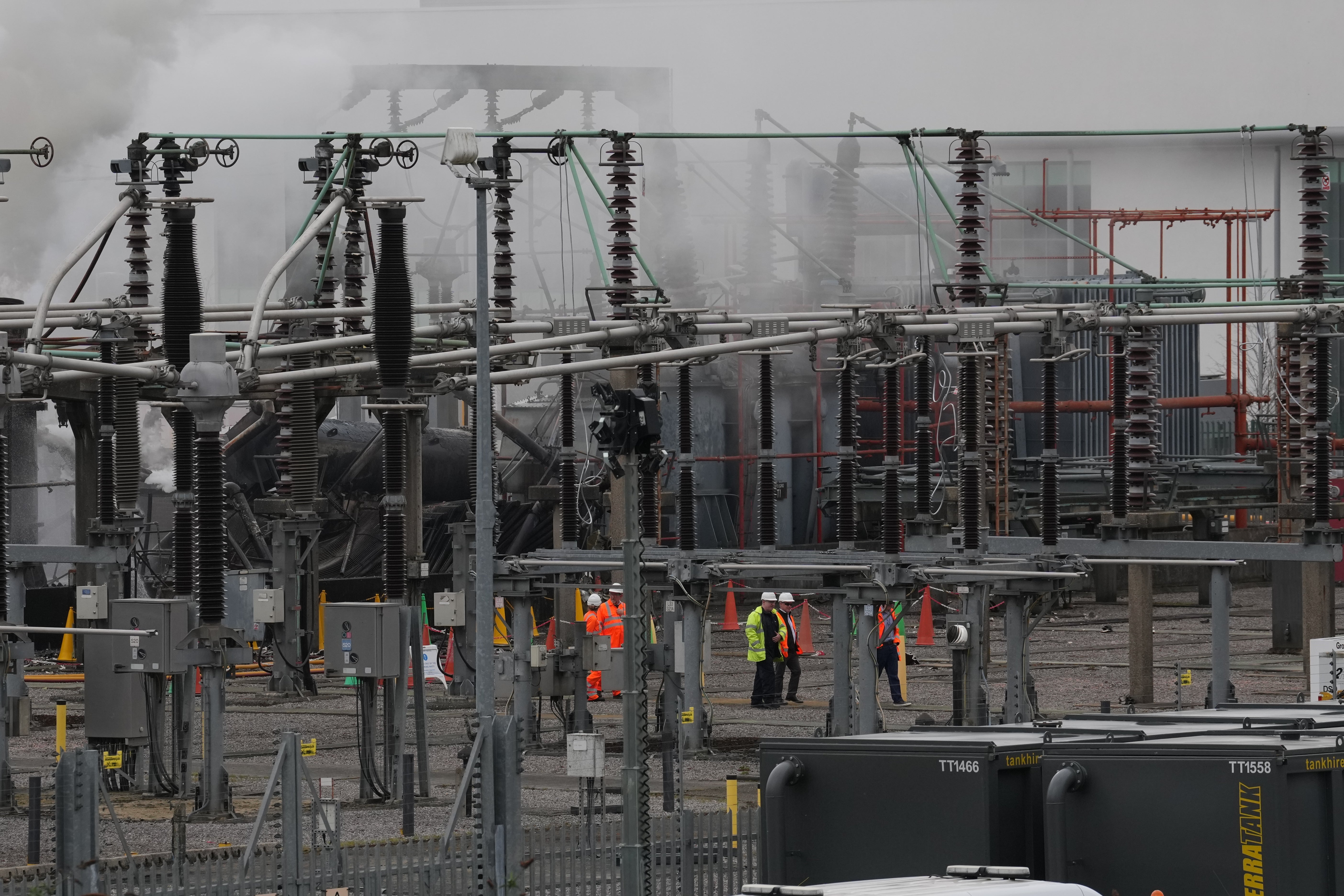 A view of the North Hyde electrical substation on Saturday, after the fire was extinguished