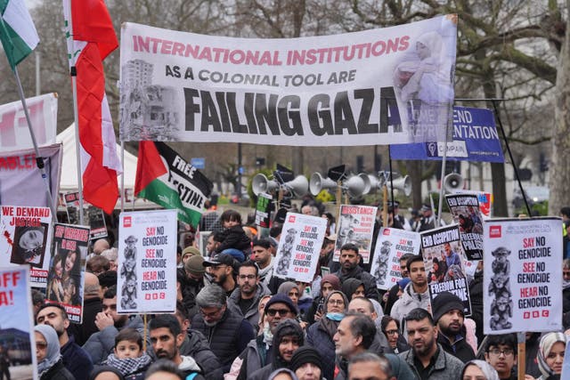 People take part in a pro-Palestine march (Jonathan Brady/PA)