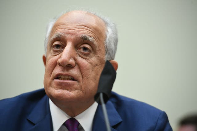 <p>Zalmay Khalilzad, special representative on Afghanistan reconciliation, speaks on Capitol Hill during a House Foreign Affairs Committee hearing on the US-Afghanistan relationship following the  military withdrawal</p>