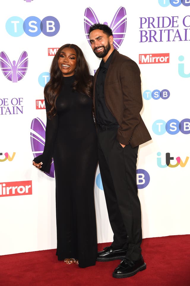 <p>In happier times: Love Island’s now-ex couple, Whitney Adebayo and Lochan Mowacki</p>