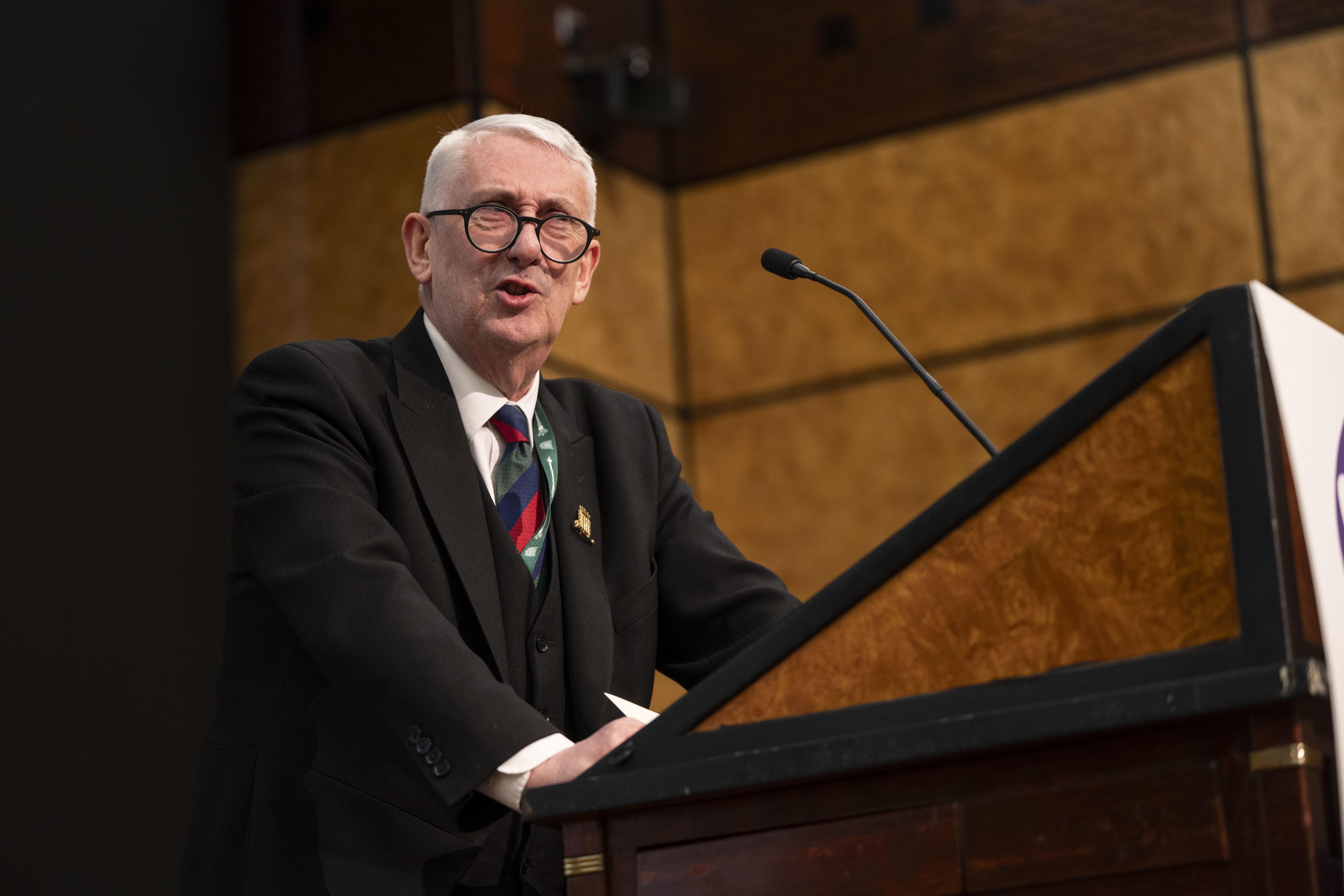 Sir Lindsay Hoyle giving the keynote address at the Society Of Editors Media Freedom Conference 2025 (Lucy Young/Society of Editors)