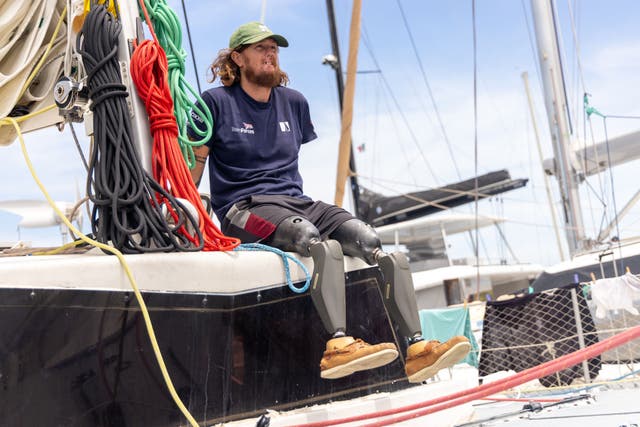 Triple amputee veteran, Craig Wood, has set sail from Mexico to begin his 80-day challenge sailing 6,000 nautical miles (11,112km) across the Pacific Ocean (Gareth Davies)