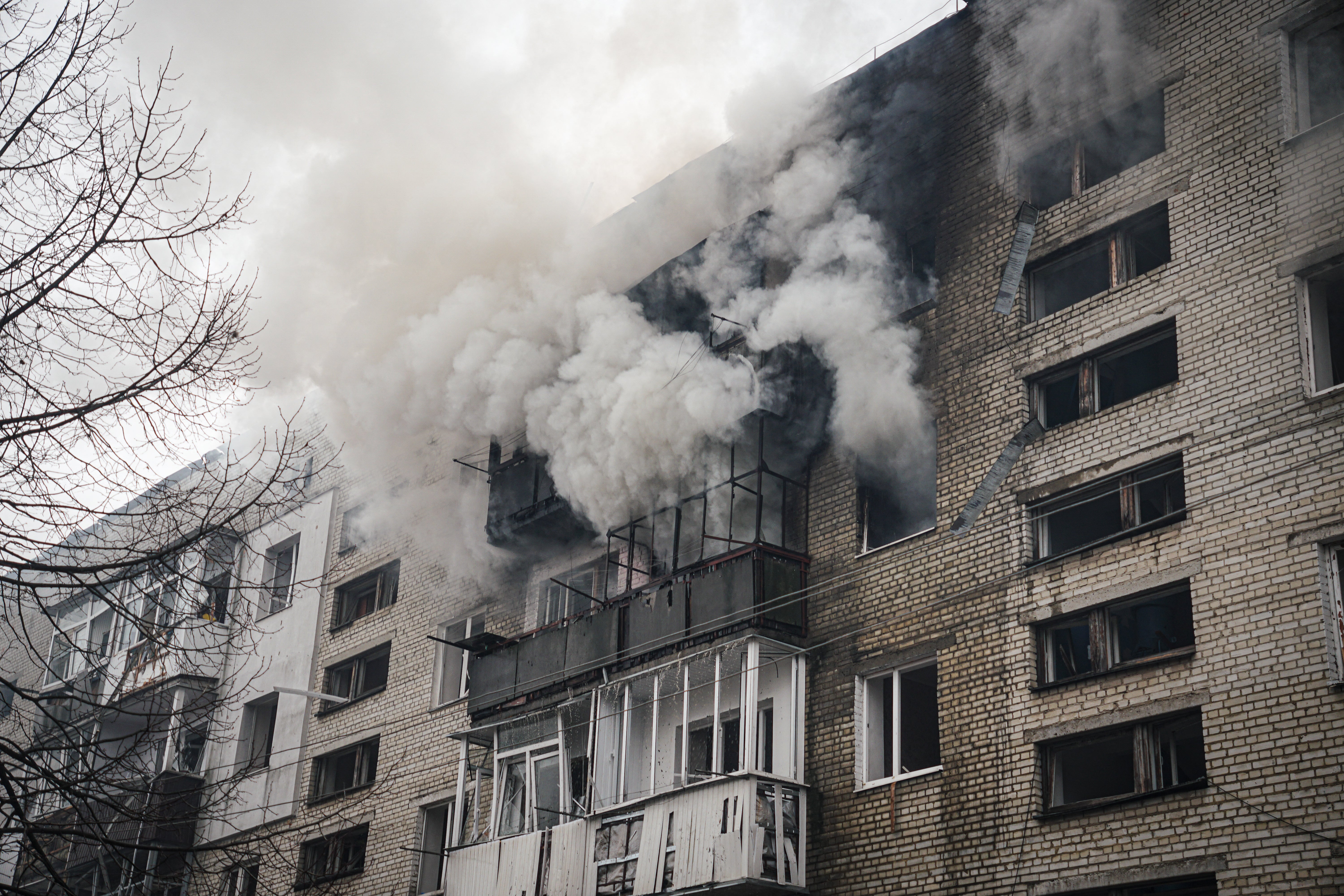 A hospital and school were also hit in the missile attack