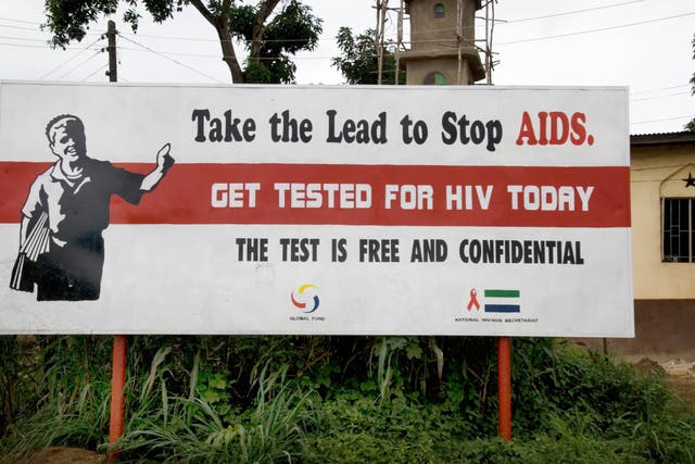 <p>A billboard in Sierra Leone advertising HIV testing</p>