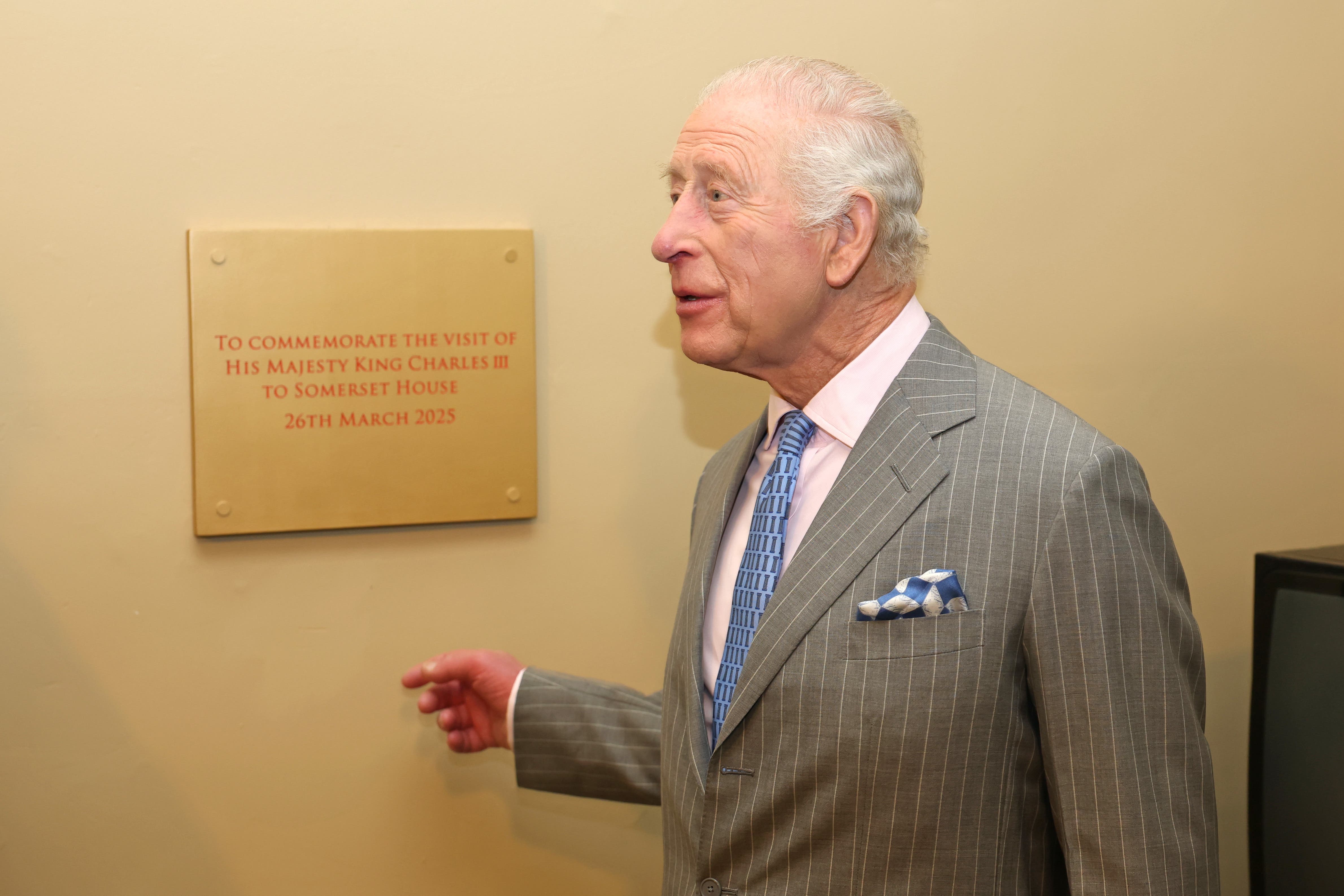 The King unveils a plaque to commemorate a visit to Somerset House (Chris Jackson/PA)