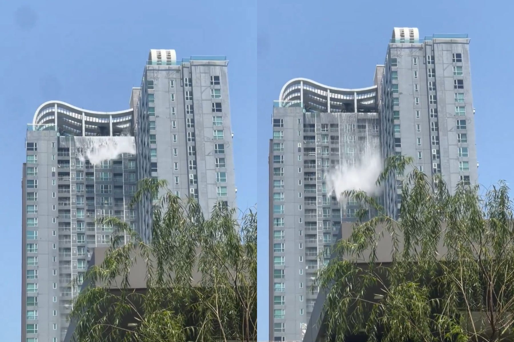 Alex MacGregor watched pool water pour from nearby apartment buildings as the earthquake struck Bangkok (@alexmacgregor__/Twitter)