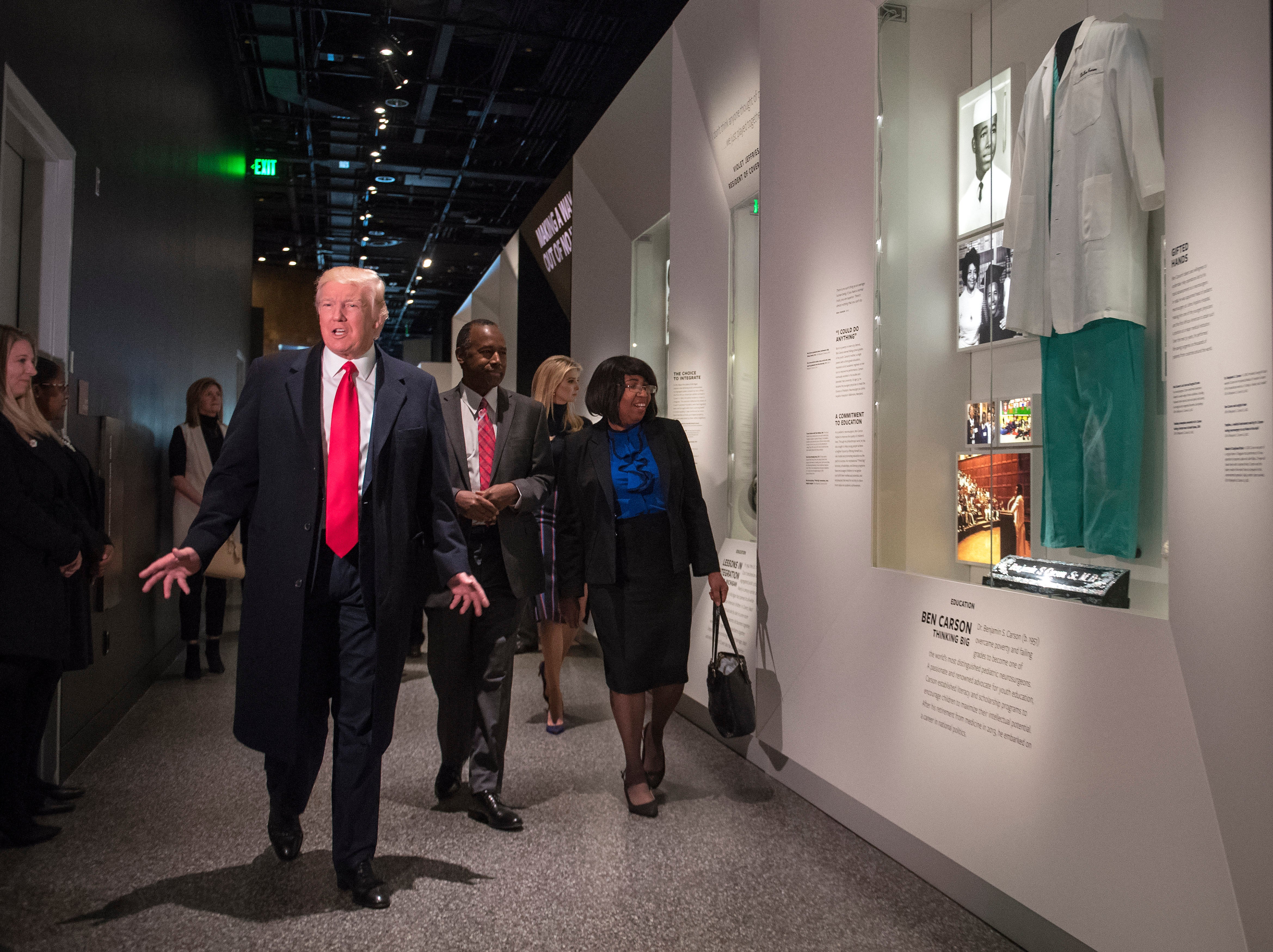 President Trump pictured touring the Smithsonian National Museum of African American History & Culture in DC in 2017