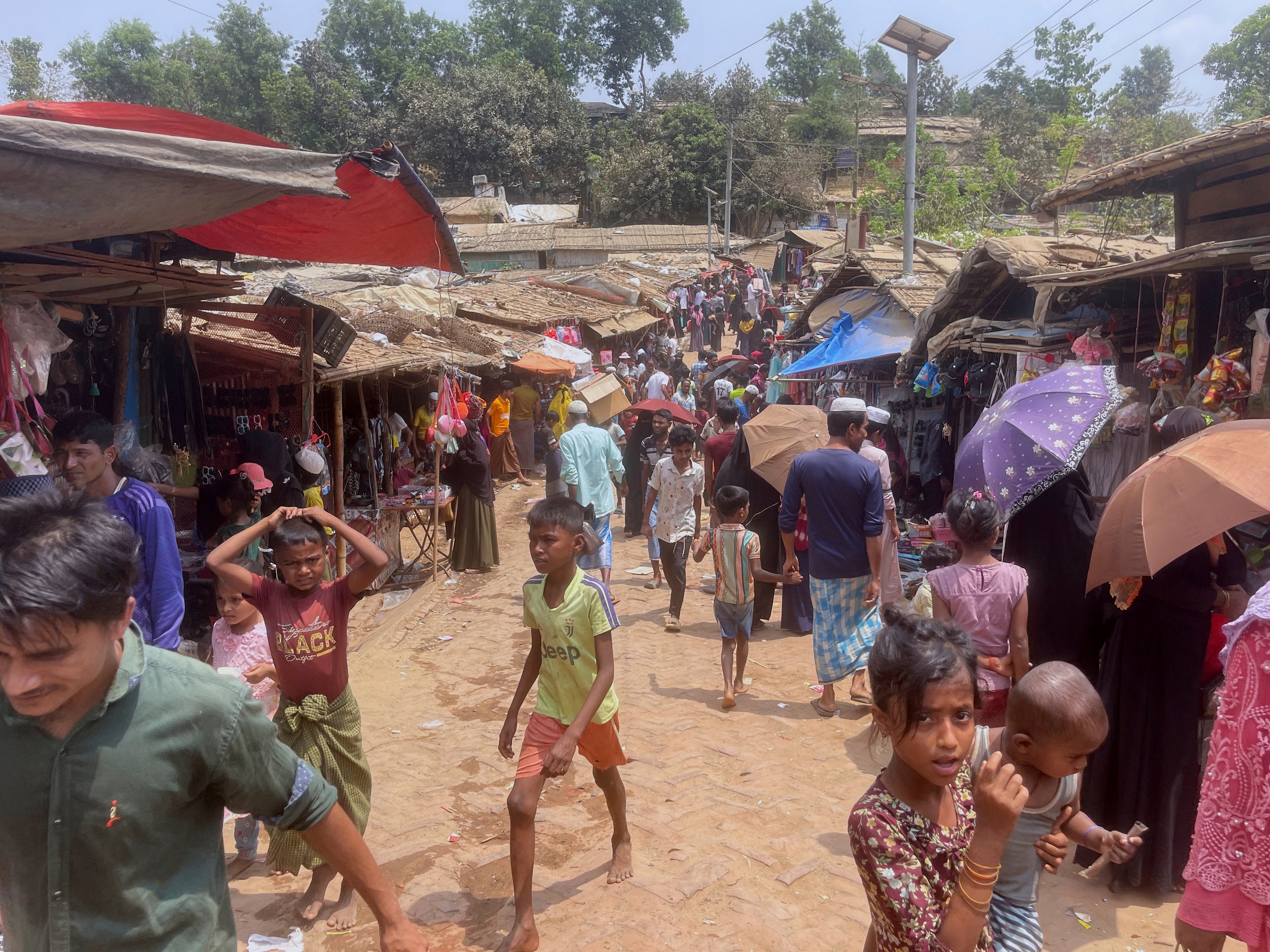 Rohingya refugees at the Balukhali camp in Cox's Bazar, Bangladesh, on 28 March 2025