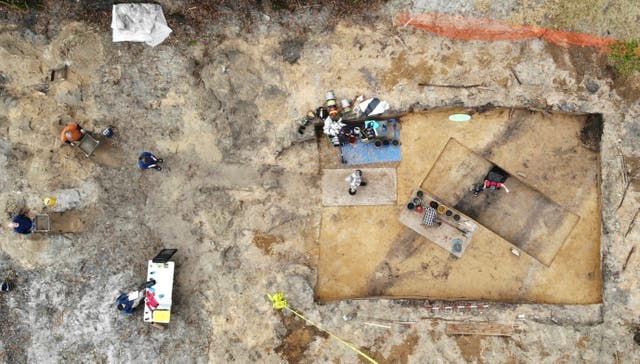 <p>This image provided by the City of St. Augustine Archaeology Program shows an overview of the City Archaeology Program excavations of the 1781 British Redoubt moat in February 2025. (City of St. Augustine Archaeology Program via AP)</p>