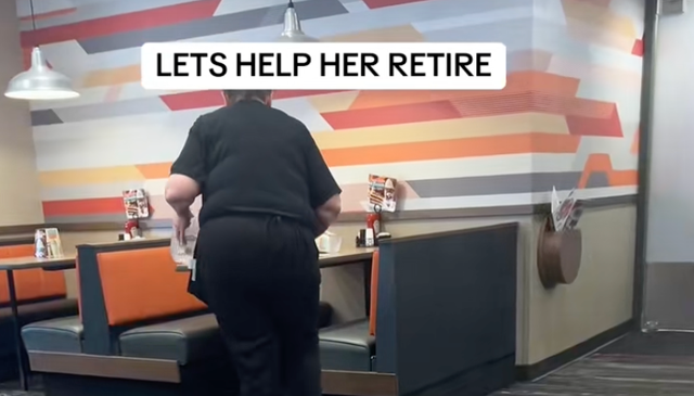 <p>Tamie Konzier launched a GoFundMe for Betty, pictured, an 81-year-old waitress who can't afford to retire</p>