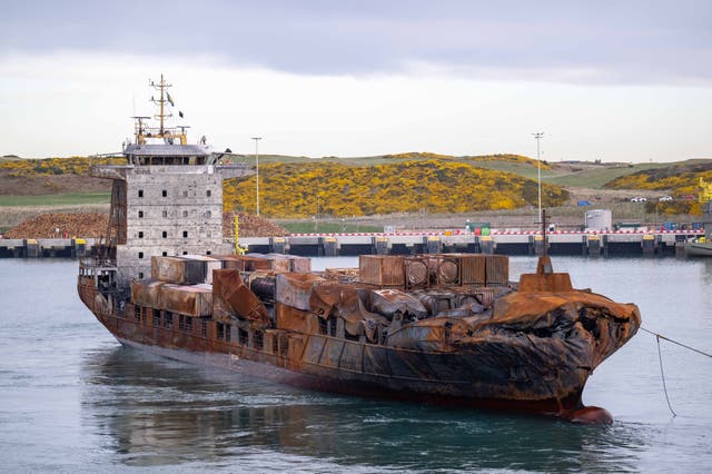 <p>Cargo ship Solong arrives in Aberdeen (Michal Wachucik/PA Wire)</p>