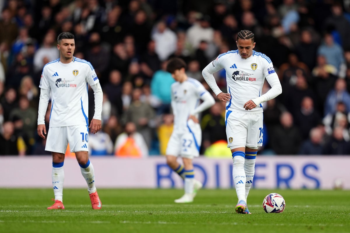 Leeds’ Championship title chances dented by late equaliser and Burnley close the gap