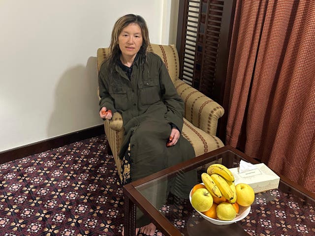 <p>In this undated handout photo released by the Qatar Ministry of Foreign Affairs, American Faye Dail Hall is pictured after being released Thursday, March 27, 2025, by the Taliban in Kabul, Afghanistan. (Qatar Ministry of Foreign Affairs via AP)</p>
