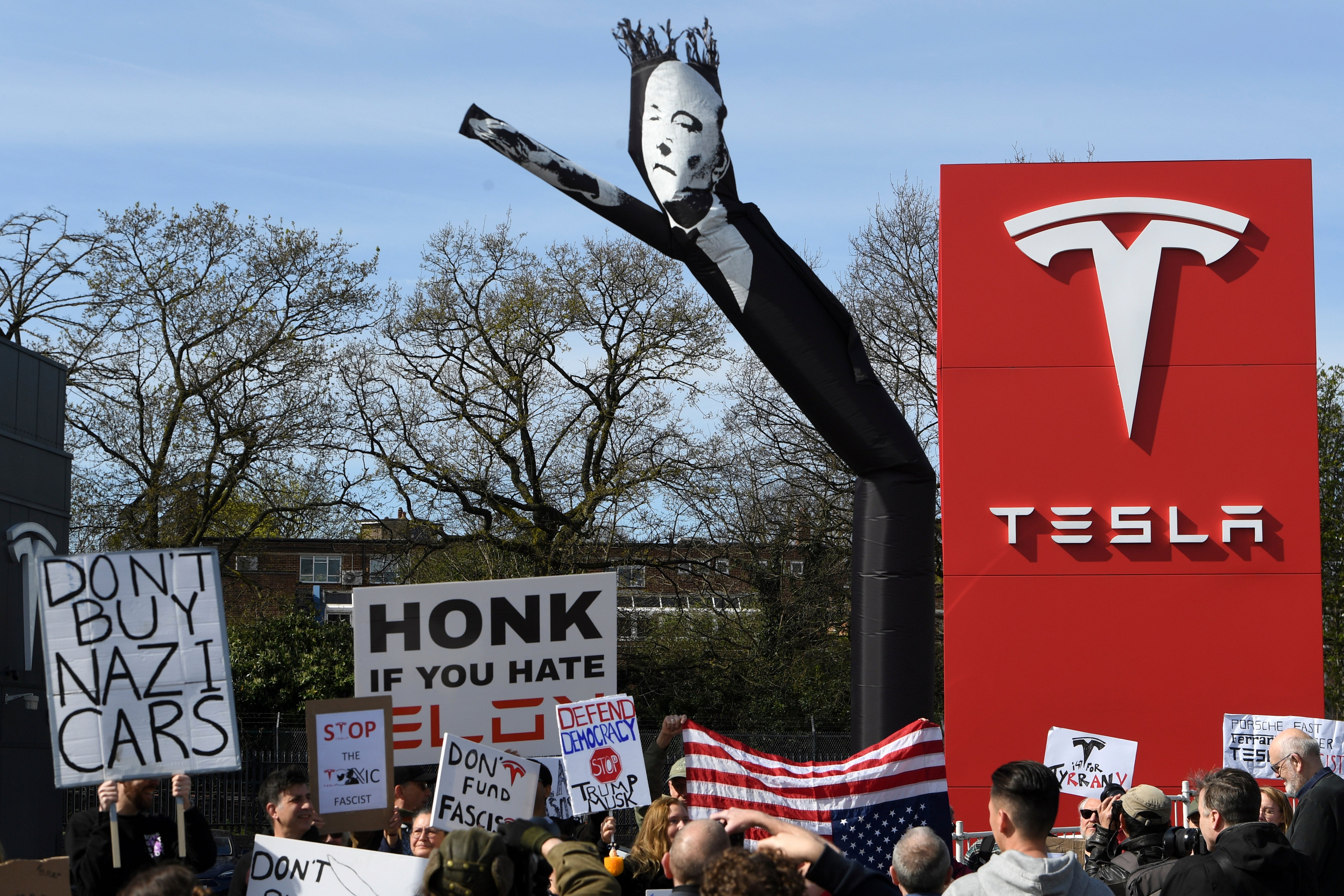Britain Tesla Protests