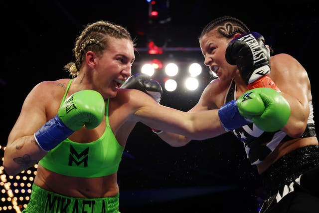 <p>This was a rematch of the title bout in September last year, pictured here</p>