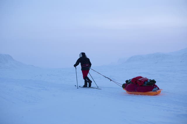 Camilla Hempleman-Adams as she nears completion to becomes the first woman to traverse Baffin Island solo (Johnny Green/PA)