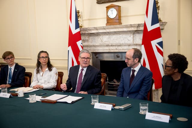 <p>Sir Keir Starmer with Adolescence writer Jack Thorne and producer Jo Johnson </p>