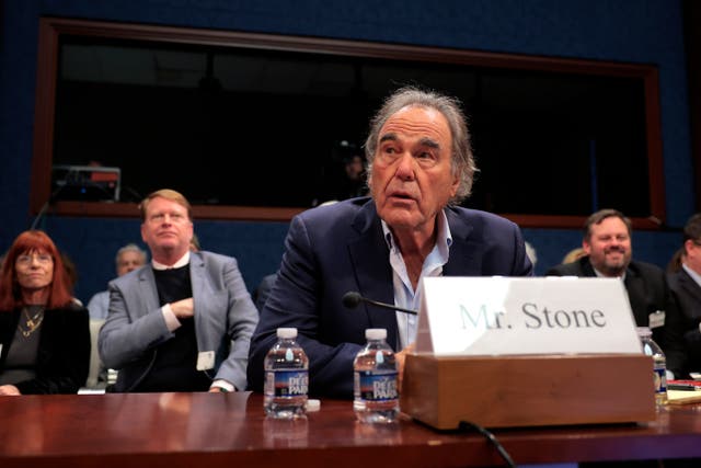 <p>Filmmaker Oliver Stone testifies before the House Oversight Committee at the U.S. Capitol on April 1 in Washington</p>