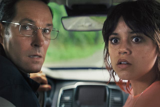 <p>Bumpy road: Paul Rudd and Jenna Ortega in ‘Death of a Unicorn’</p>