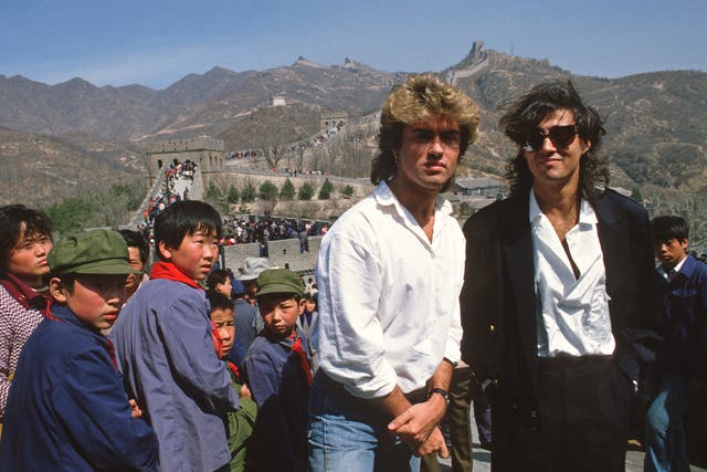 <p>George Michael and Andrew Ridgeley at the Great Wall of China ahead of Wham!’s concert at Beijing's Workers’ Gymnasium in 1985</p>