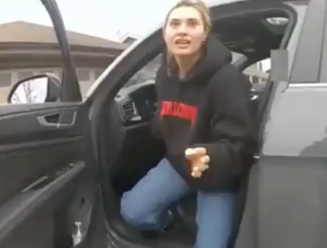 <p>When first approached by officers, Christina Formella, appears shocked, as she leaves her car, a man inside the vehicle asks: 'Is she going somewhere?' She faces three counts of sexual assault after authorities allege she abused a high school student</p>