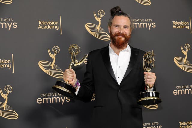 <p>Cristobal Tapia de Veer with his two Emmy awards</p>