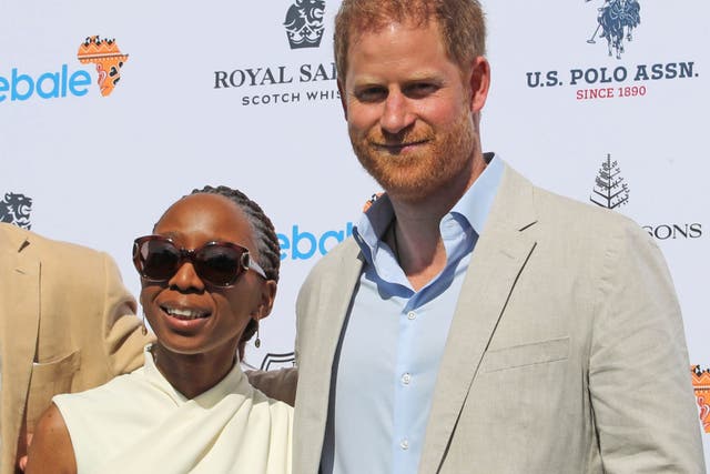 The Duke of Sussex with Sentebale chairwoman Sophie Chandauka (Yaroslav Sabitov/PA)