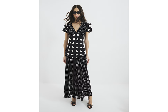 Best wedding guest dresses Indybest review River Island black sleeveless spot mix ruffle maxi dress