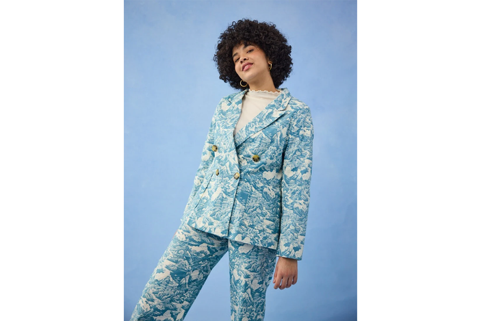 Best wedding guest dresses IndyBest review Joanie Clothing richy ornamental chinoiserie print soft tailored blazer and trousers