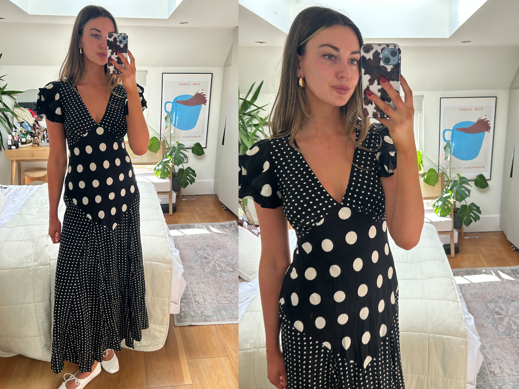 River Island black sleeveless spot mix ruffle maxi dress