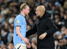 ‘A sad day’: Pep Guardiola hails Kevin De Bruyne as one of the Premier League’s greatest