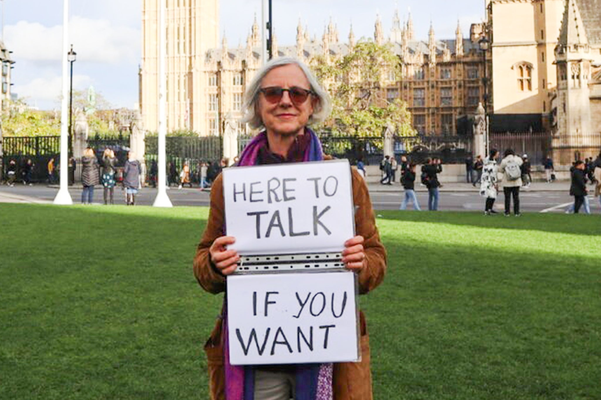 <p>Livia Tossici-Bolt in Parliament Square in London</p>