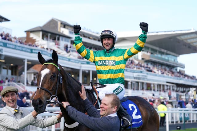 <p>Jonbon wins the My Pension Expert Melling Chase on day two of the Grand National</p>