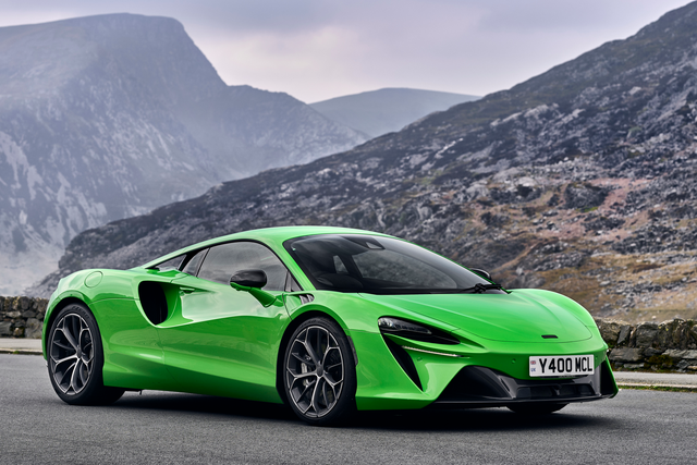 <p>The McLaren Artura, a plug-in hybrid supercar</p>