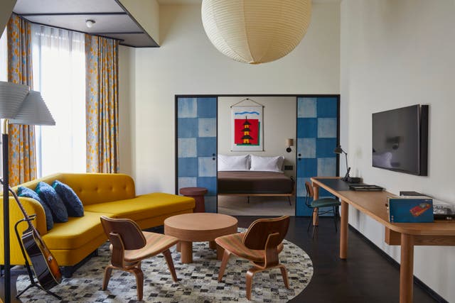 <p>Inside The Ace suite at Kyoto’s hip Ace Hotel </p>