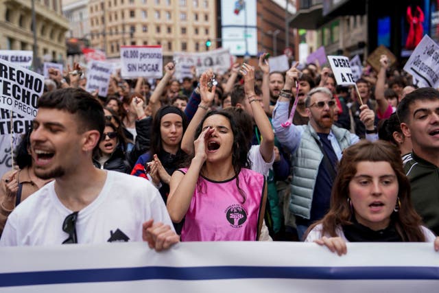 <p>Protesters in Madrid, Spain</p>