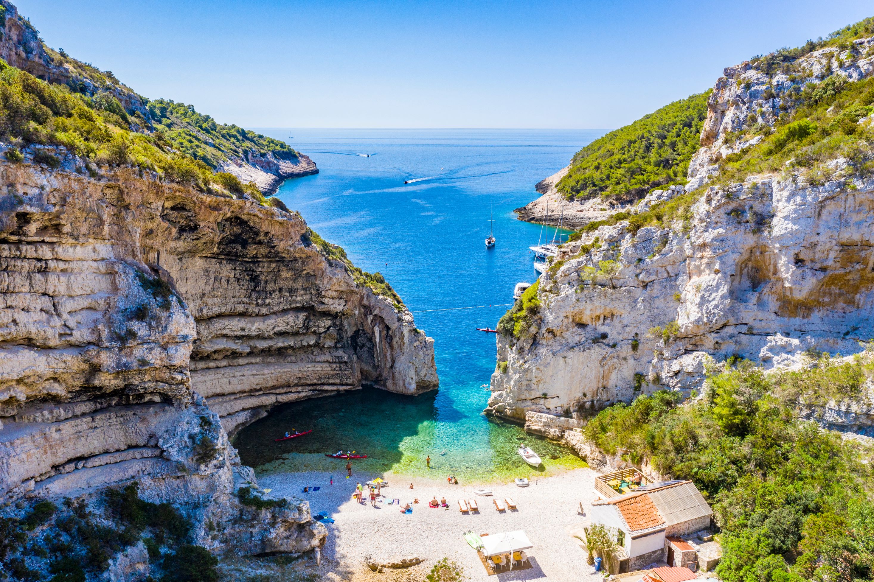 For a secluded shore, Stiniva Bay on the beautiful island of Vis is hard to beat