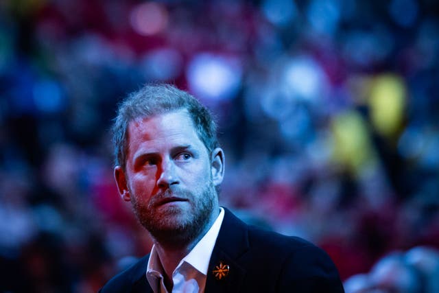 The Duke of Sussex attending the Closing Ceremony of the 2025 Invictus Games, at the Rogers Arena in Vancouver, Canada (Aaron Chown/PA)