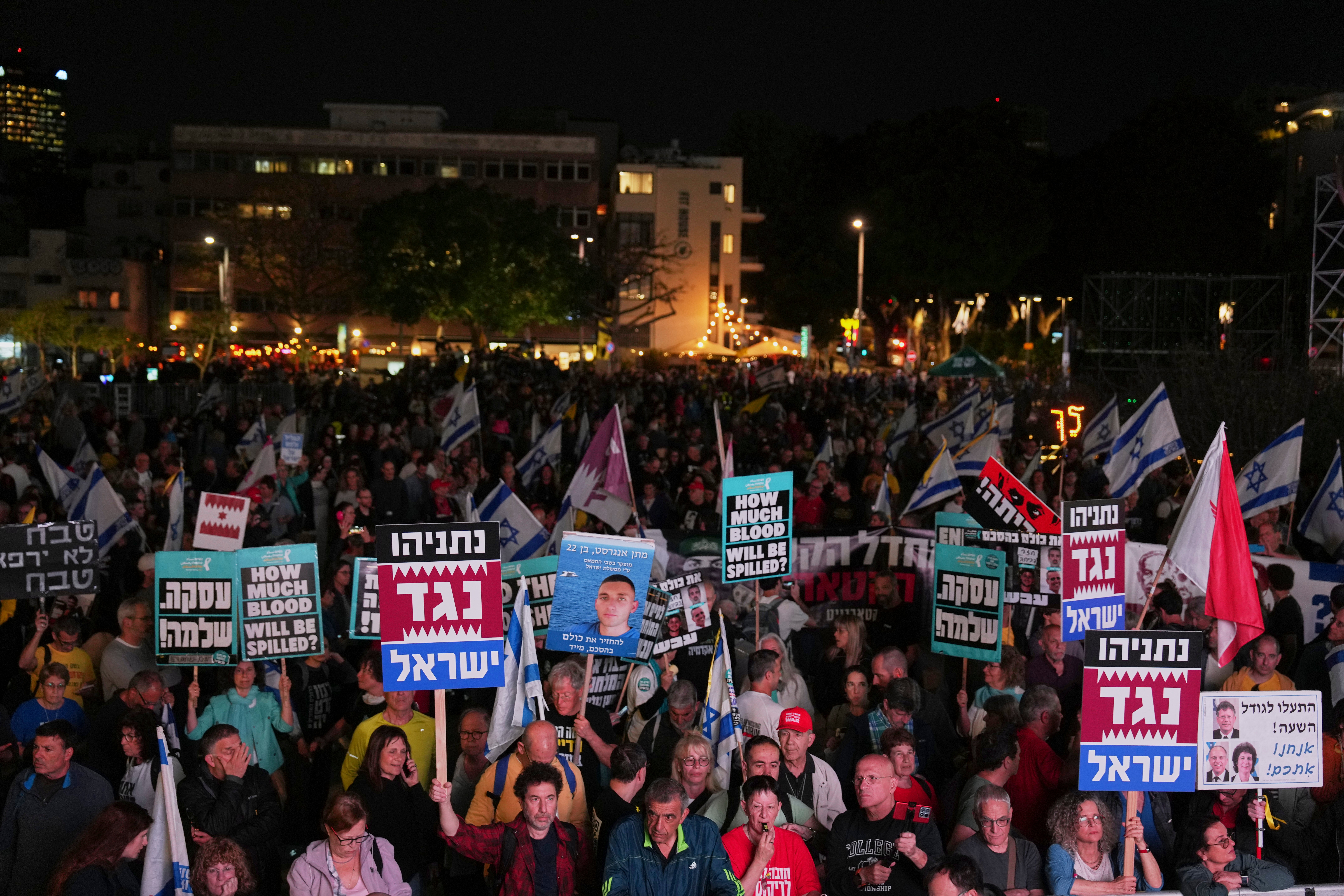 A protest against Netanyahu held in Israel over decision to dismiss Shin Bet leader